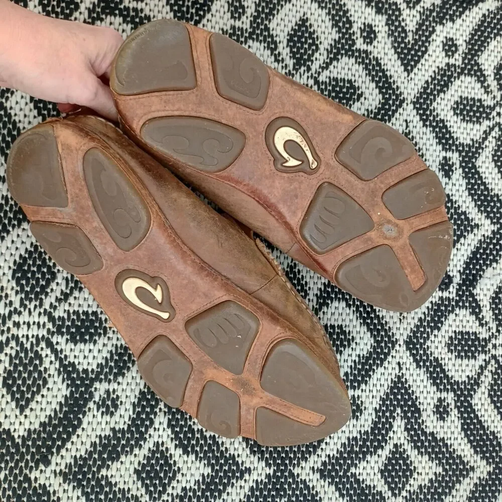 Mens OluKai Moloa 10128-2733 Slipper Brown Leather‎ Sz M10